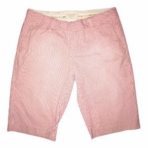 Read Vintage American Eagle Bermuda Shorts Womens 4 Pink White Striped Pockets